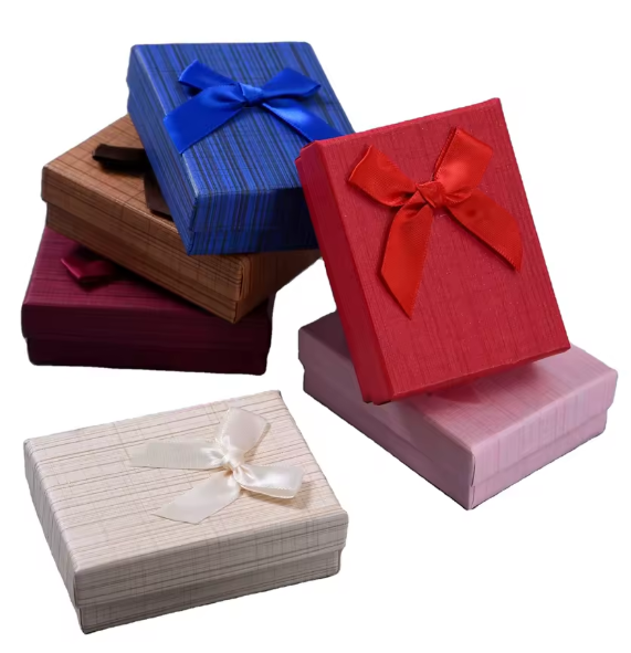 Boîte à Bijoux Carrée de Haute Qualité en Papier Carton Kraft pour Présentoir et Emballage Cadeau