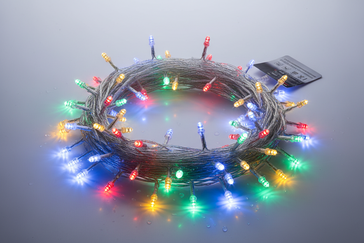 Guirlande lumineuse LED décorative pour la maison, étanche, indice IP44, éclairage de Noël, matériau PVC, longueur 3,8 m, multicolore